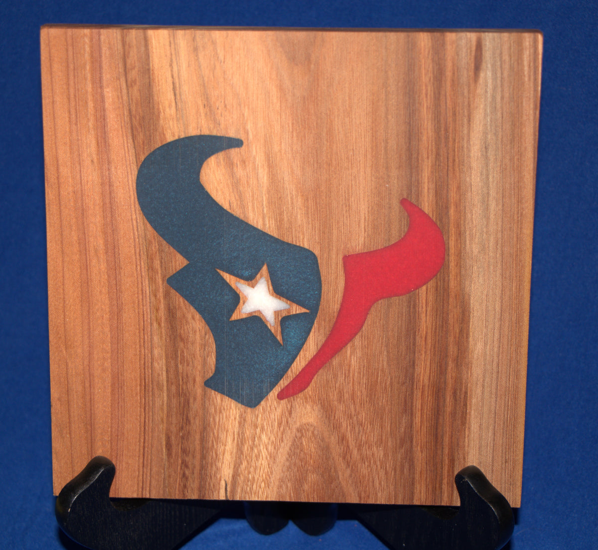 Wooden plaque with Houston Texans logo